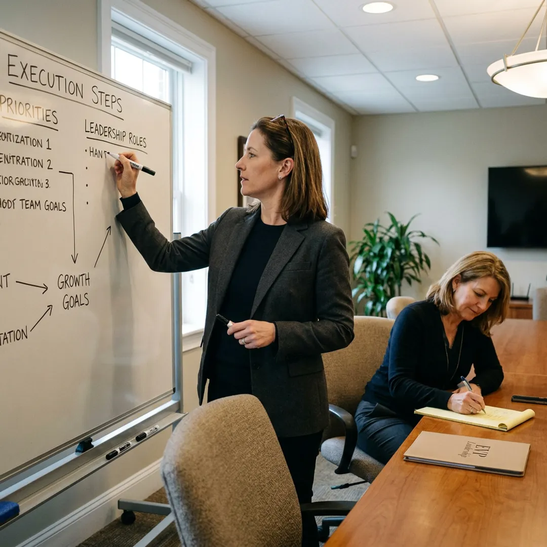 Consultant mapping business growth strategy