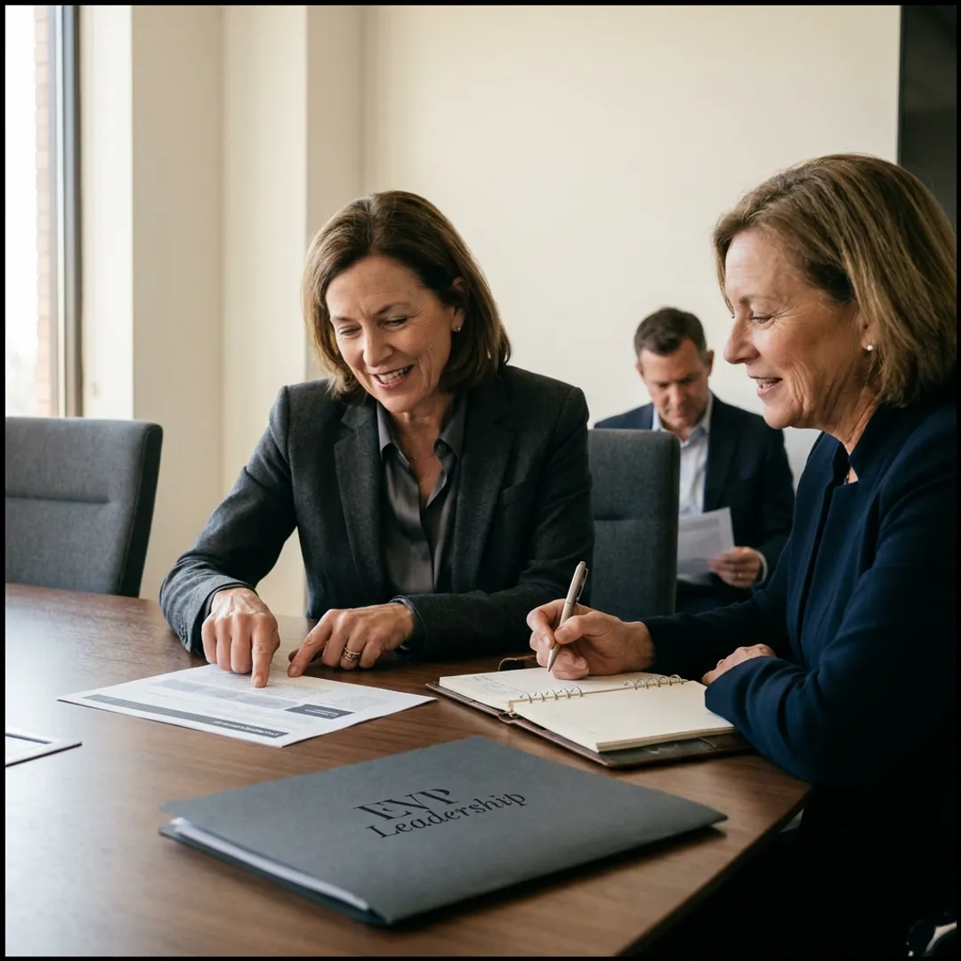Executive team reviewing growth strategy