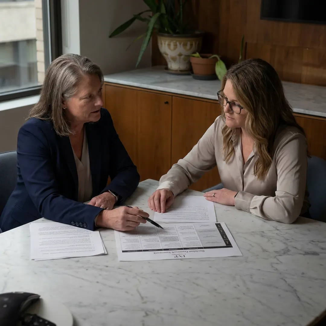 Business coach guiding woman founder through strategy