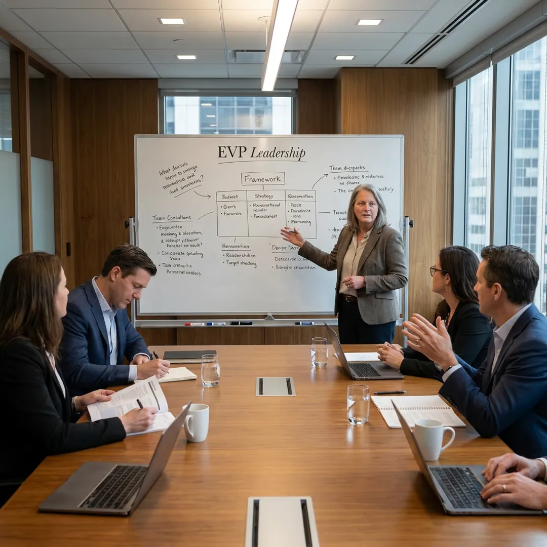 Leadership consultant guiding executive team process