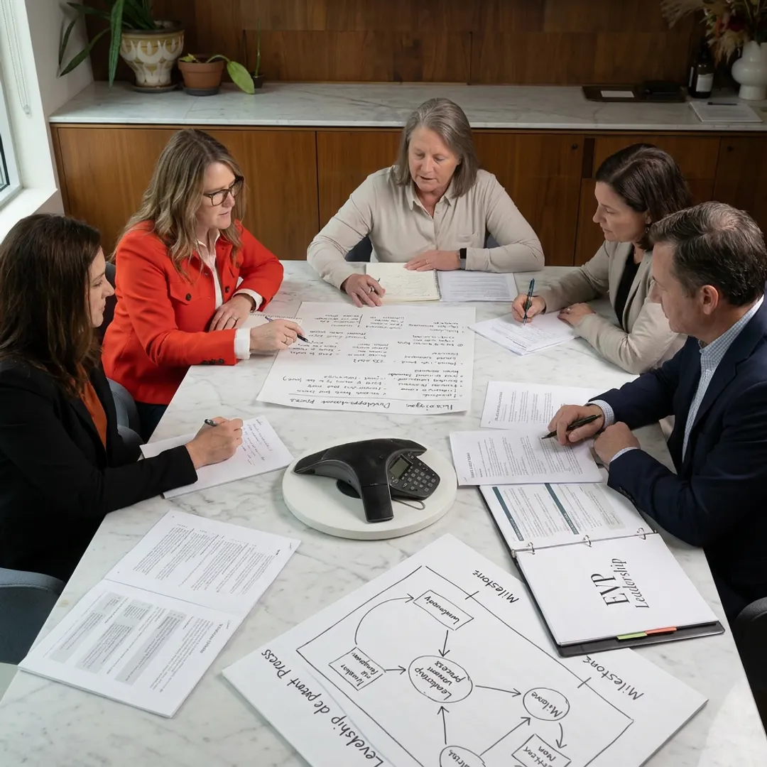 Nonprofit leaders mapping a coaching process