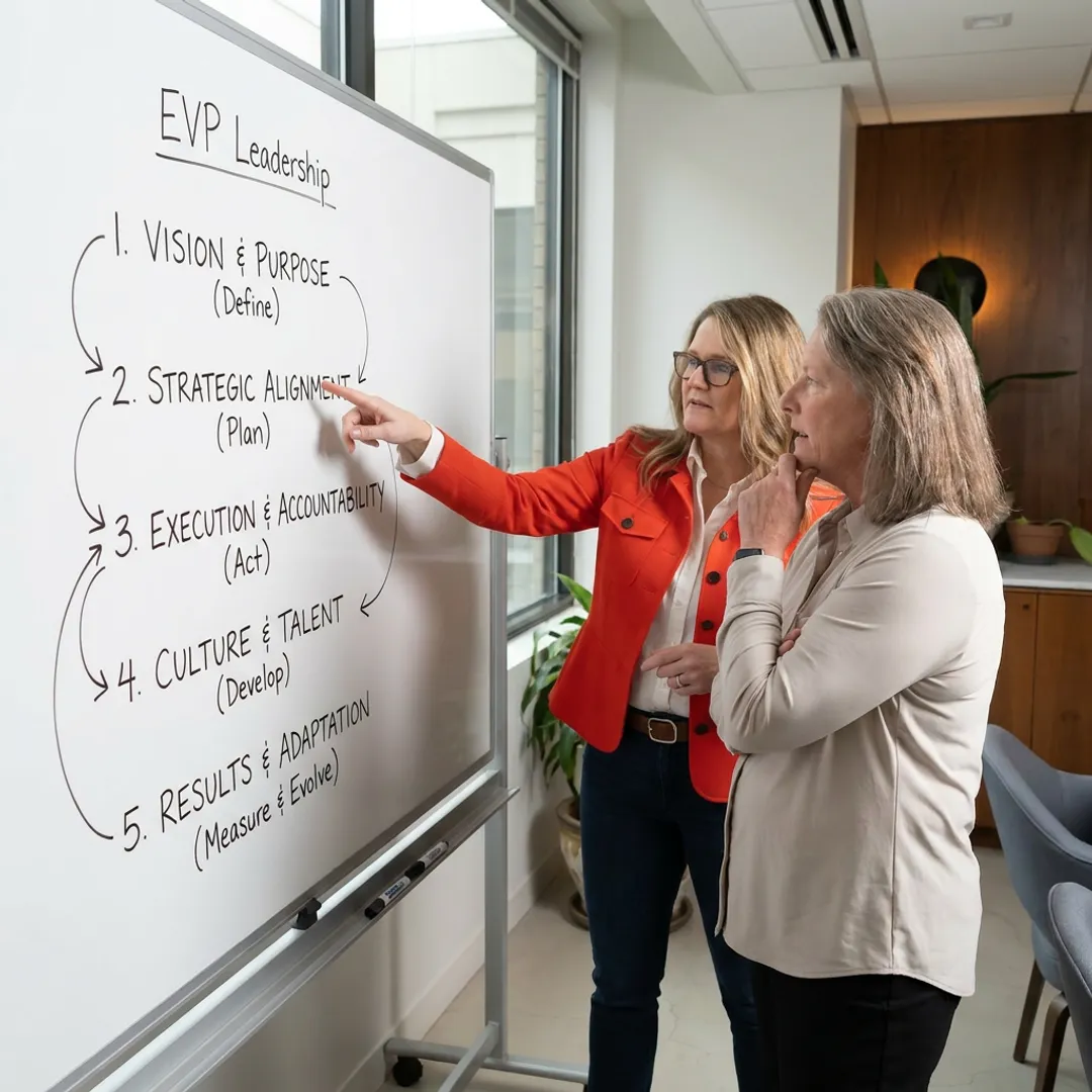Leadership coach mapping a business strategy process