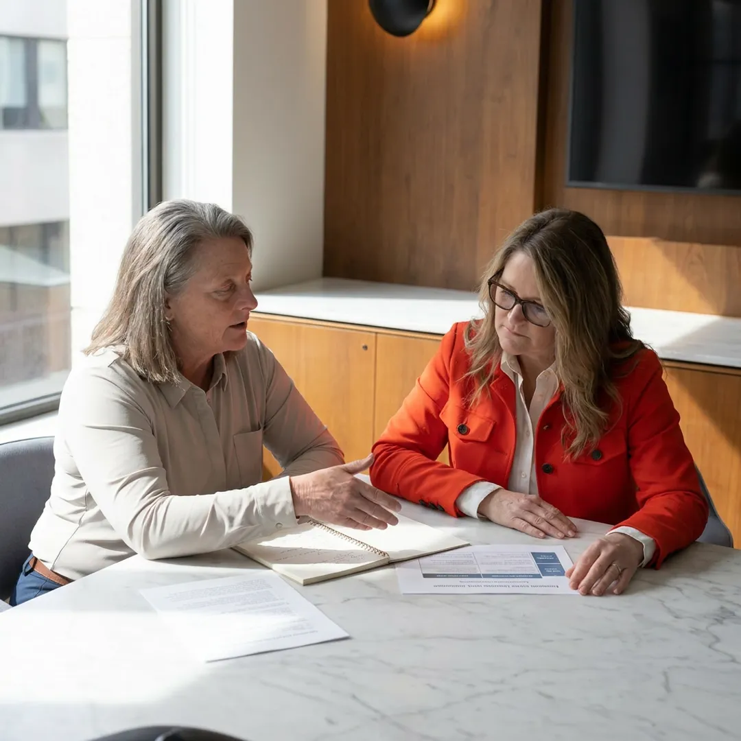 Leadership coach guiding executive strategy session