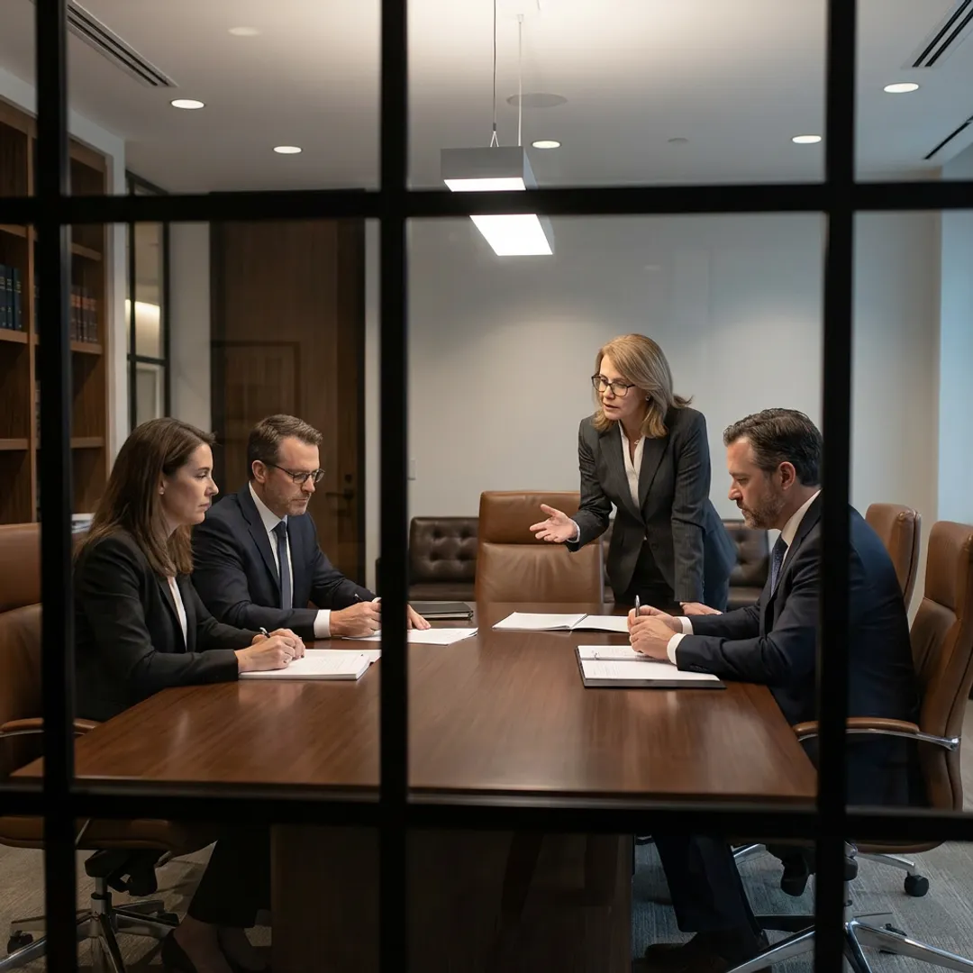 Leadership coach guiding legal executives through a strategy framework