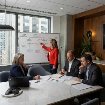 Leadership consultant mapping an executive decision framework