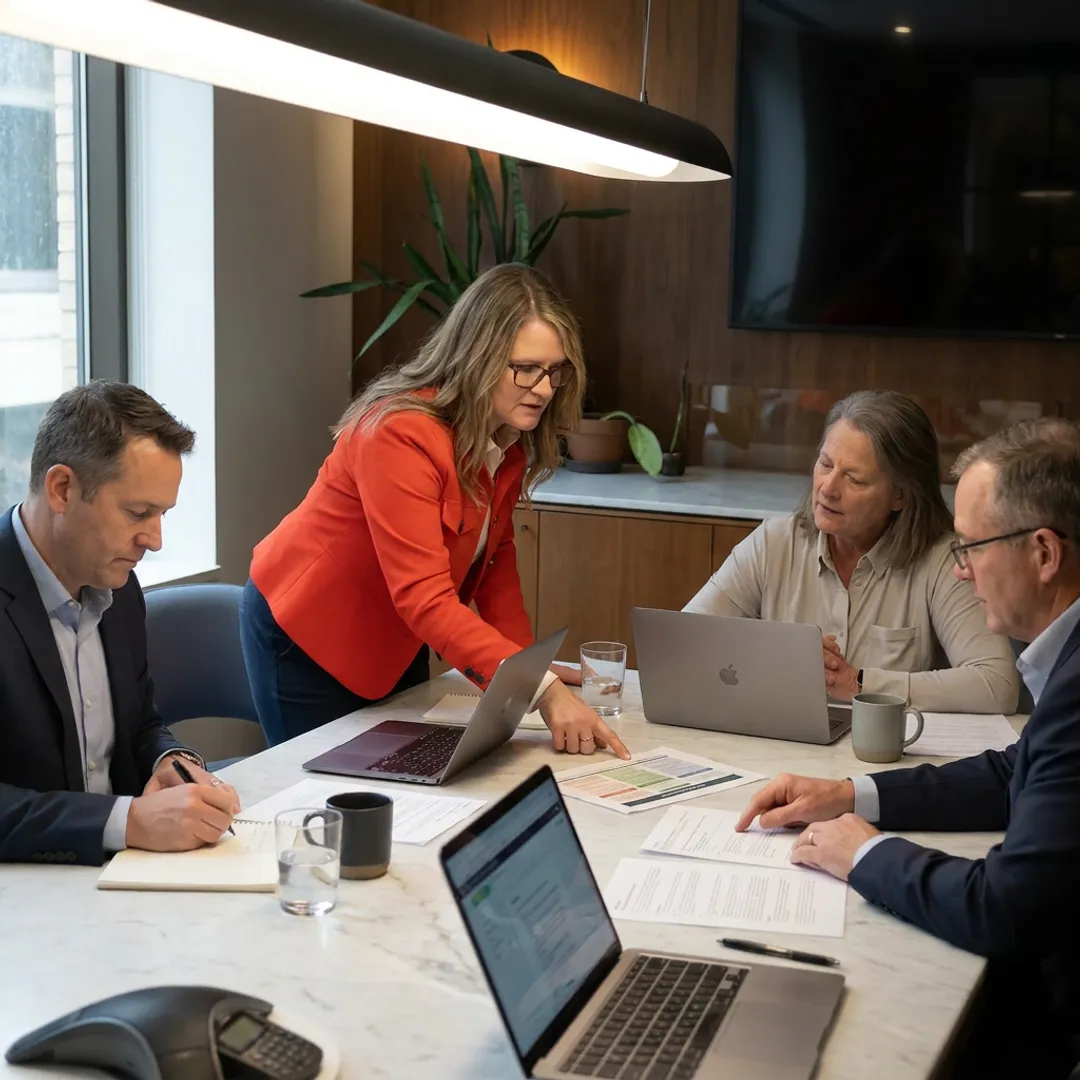 Consultant guiding a small business strategy session