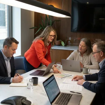 Consultant guiding a small business strategy session