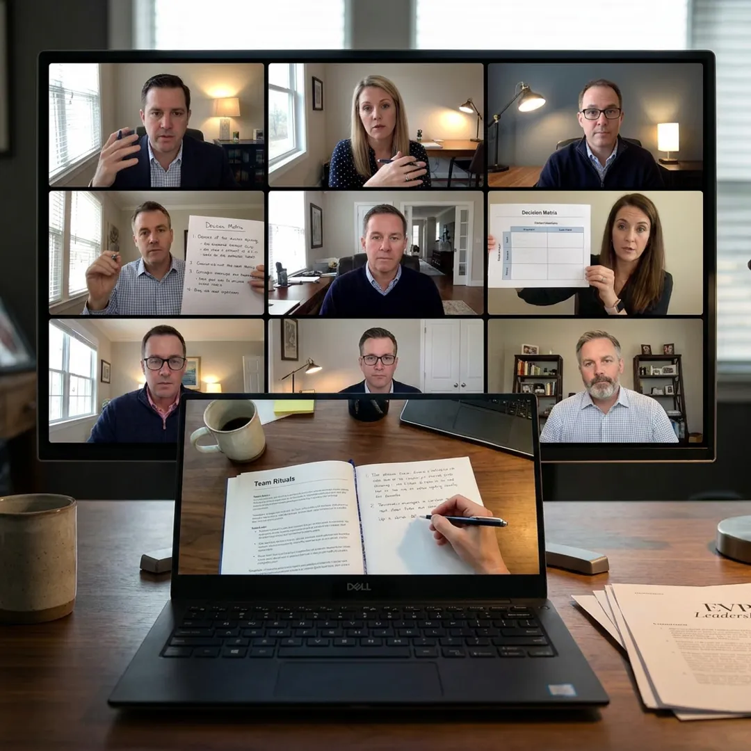 Virtual leadership cohort collaborating on team accountability
