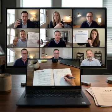Virtual leadership cohort collaborating on team accountability