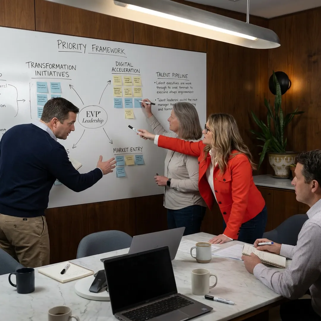 Executive team mapping transformation priorities