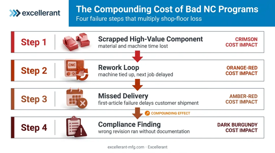 Four cascading costs of CNC program errors from scrap to compliance findings