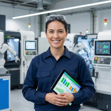 Manufacturing analytics dashboard showing OEE metrics and performance trends