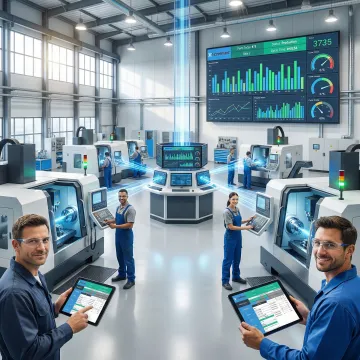Integrated manufacturing software system connecting shop floor machines to enterprise management platform