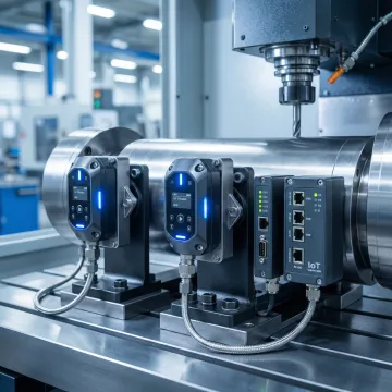 Industrial IoT sensors monitoring manufacturing equipment performance
