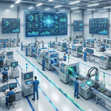 Connected electronics manufacturing equipment with real-time monitoring dashboards