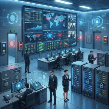 Secure manufacturing control center with encrypted data displays and access controls