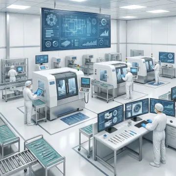 Medical device manufacturing floor with integrated production tracking systems