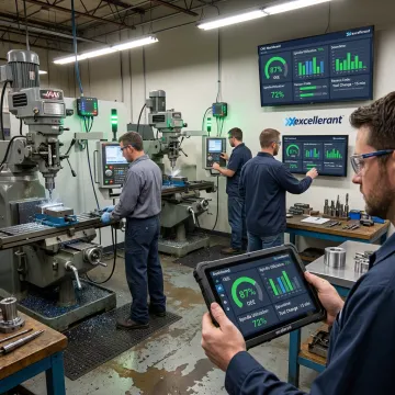 CNC machines connected to integration software dashboards
