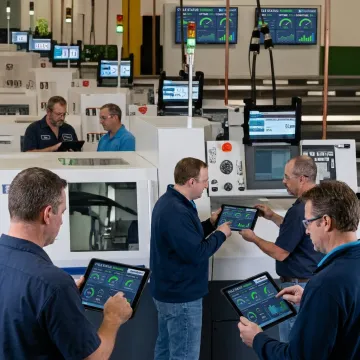 Machine utilization dashboard in a CNC manufacturing shop