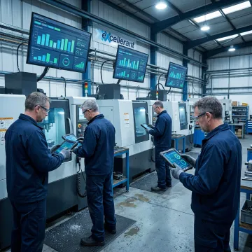 Shop floor management software on a manufacturing dashboard