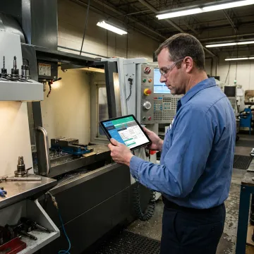 Operator using shop floor work order interface