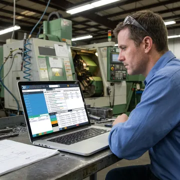 Engineer reviewing CNC compliance workflow