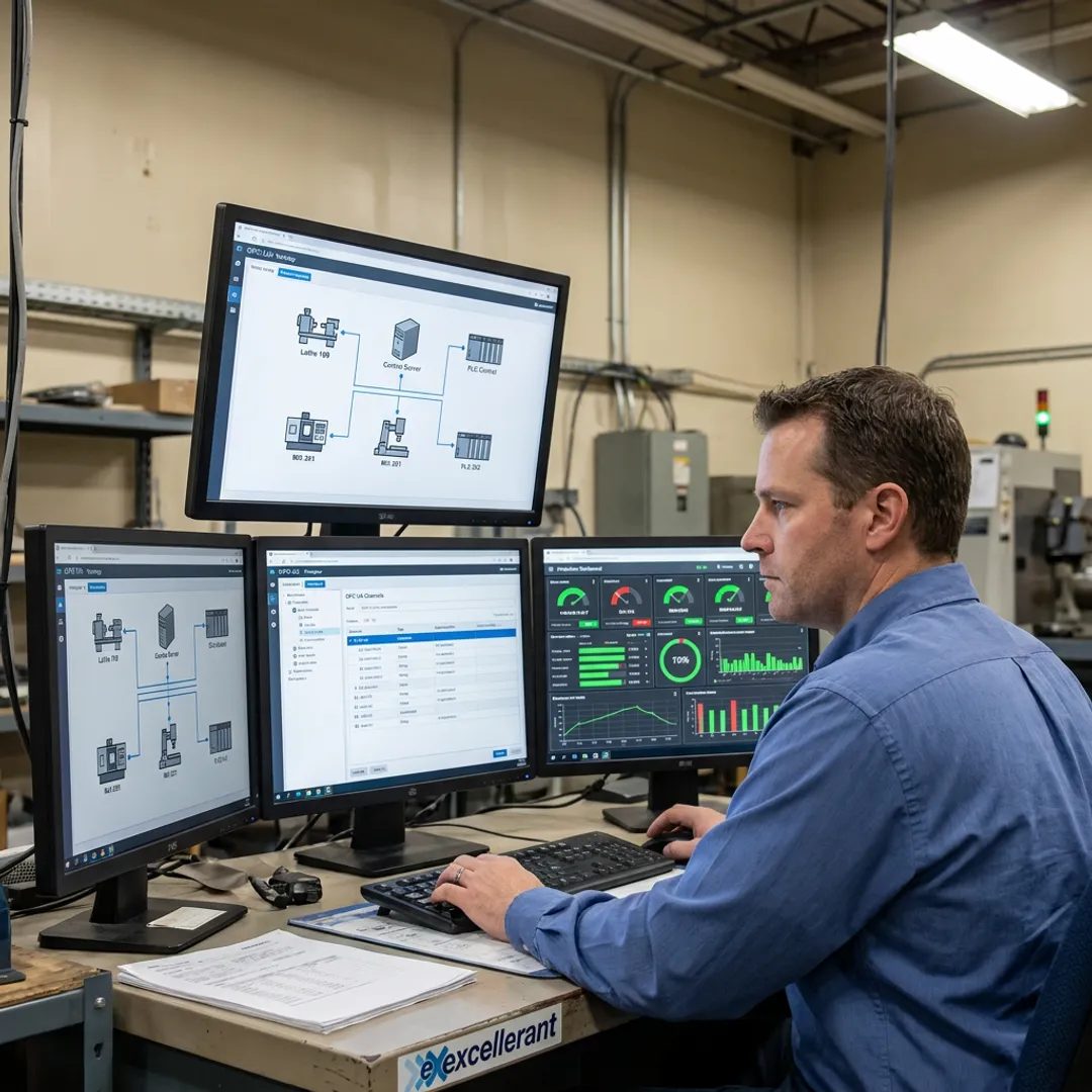 Engineer configuring OPC UA machine data integration