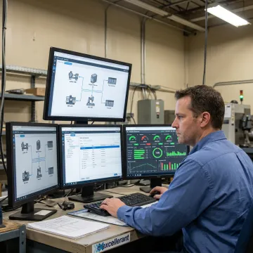 Engineer configuring OPC UA machine data integration