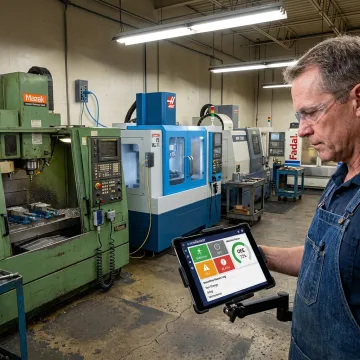 Industrial CNC machines connected to Ethernet network