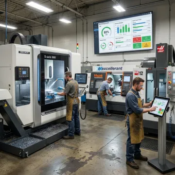 Manufacturing analytics dashboard monitoring CNC machines