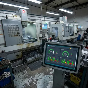 Machine utilization monitoring dashboard on a shop floor