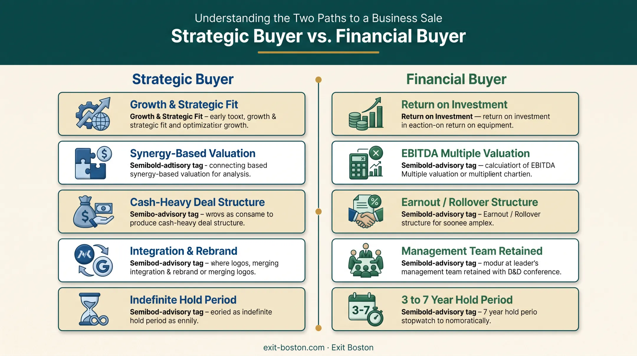 Strategic versus financial buyer comparison across five key deal factors