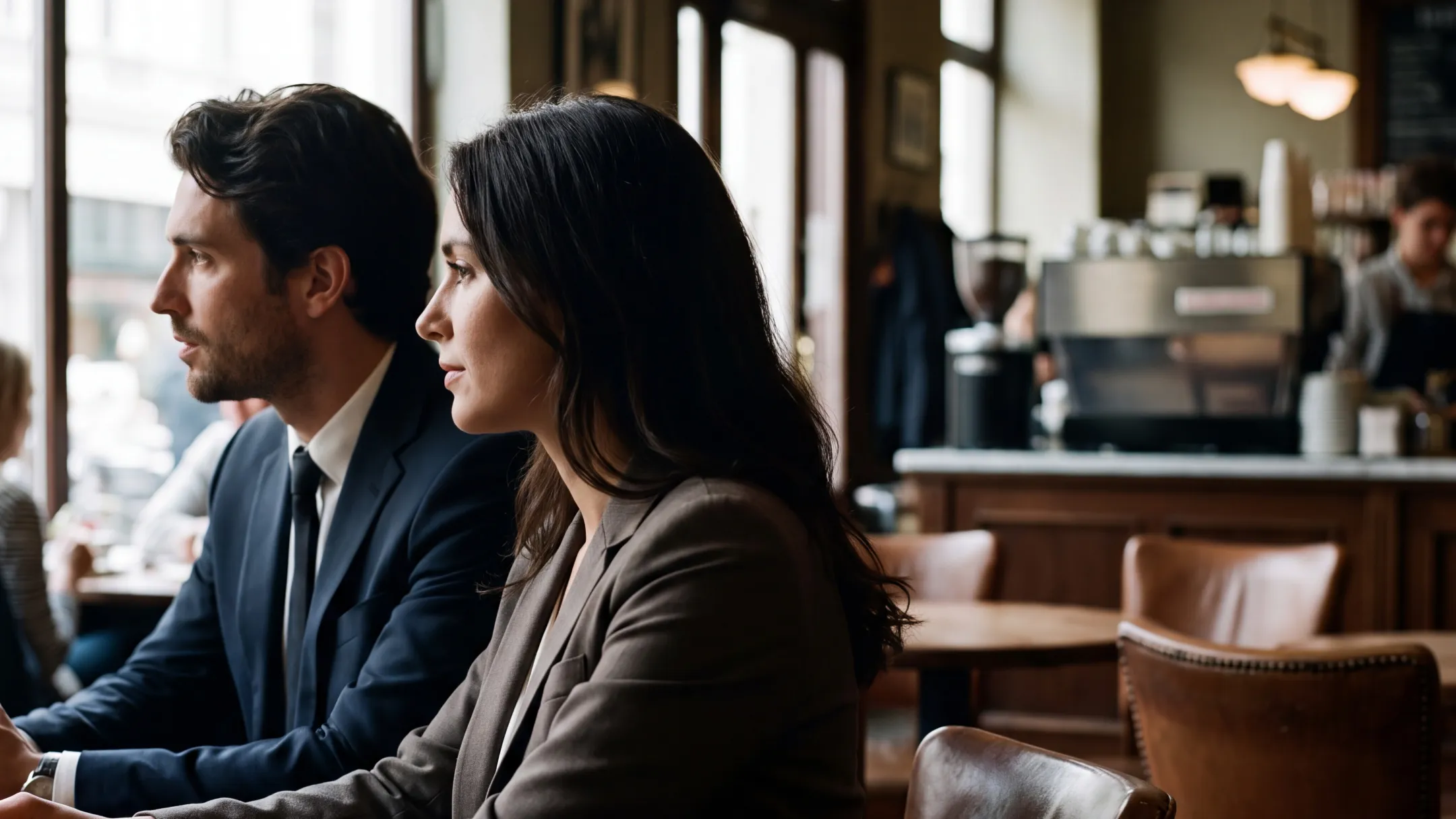 Business advisor presenting teaser document to prospective buyers
