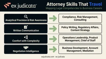 Four attorney skills mapped to nonlegal business career equivalents infographic