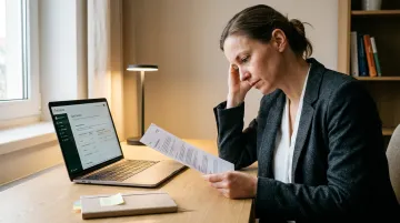 Attorney reviewing professional resume summary draft at modern office desk