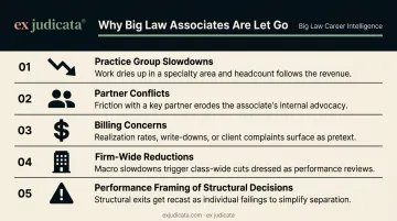 Five common reasons Big Law associates are fired or let go infographic