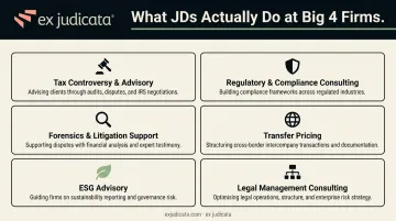 Six key roles JDs hold at Big 4 consulting firms infographic