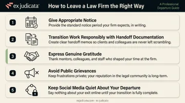 5-step professional exit checklist for lawyers leaving legal practice on good terms