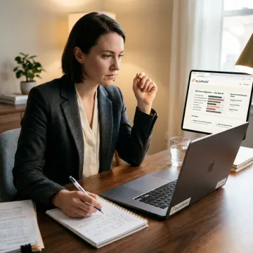 Lawyer reviewing a structured career transition plan online