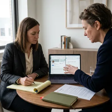 Lawyer receiving business development coaching