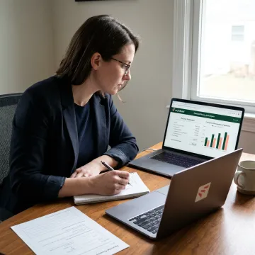 Financial statements course on laptop