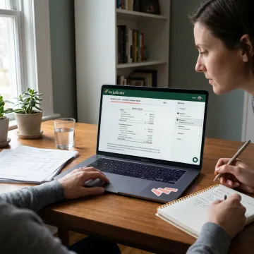 Lawyer studying corporate finance course online