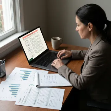 Lawyer reviewing business training modules