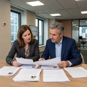 Executive search team reviewing senior JD candidate profiles