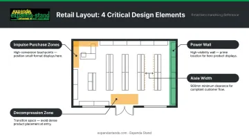 Retail floor plan key elements diagram decompression zone power wall impulse zones
