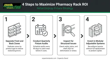 Four-step process to maximize pharmacy display rack ROI and operational value