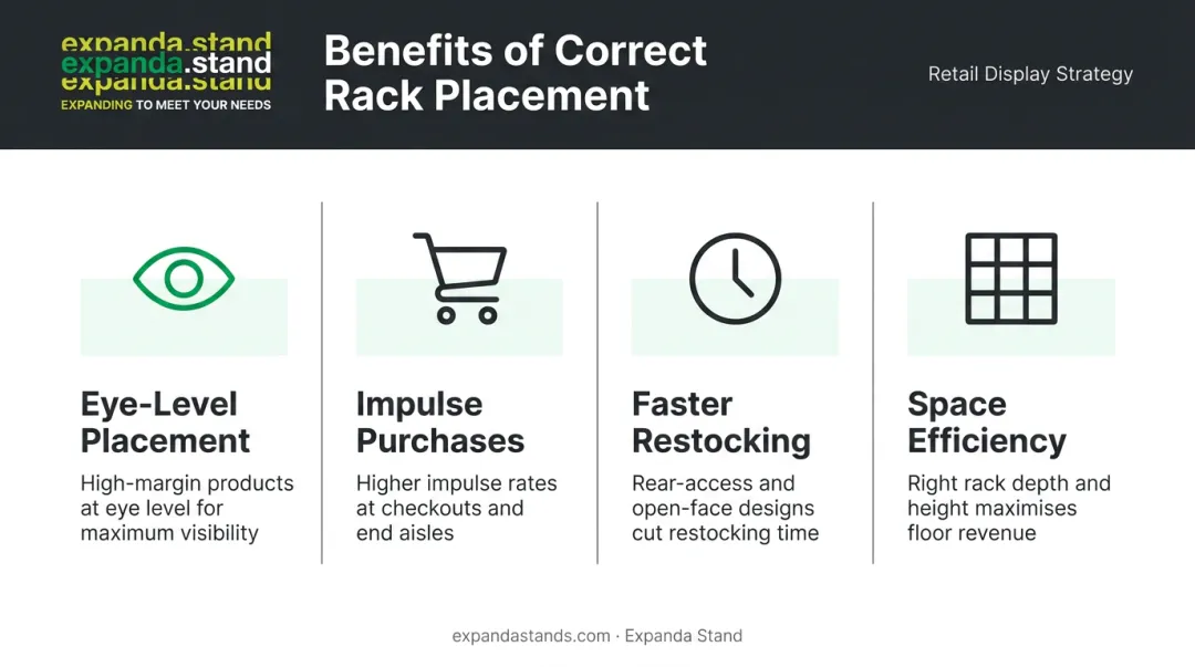 Four key benefits of correct supermarket rack placement on sales and operations