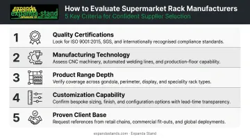 Five criteria for evaluating supermarket rack manufacturers quality and capability