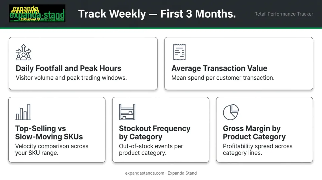 Five weekly supermarket performance metrics to track during first three months of operations