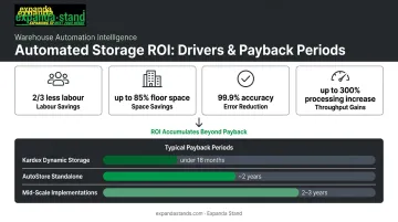 AS/RS ROI drivers and payback timeline comparison across system types and cost levers